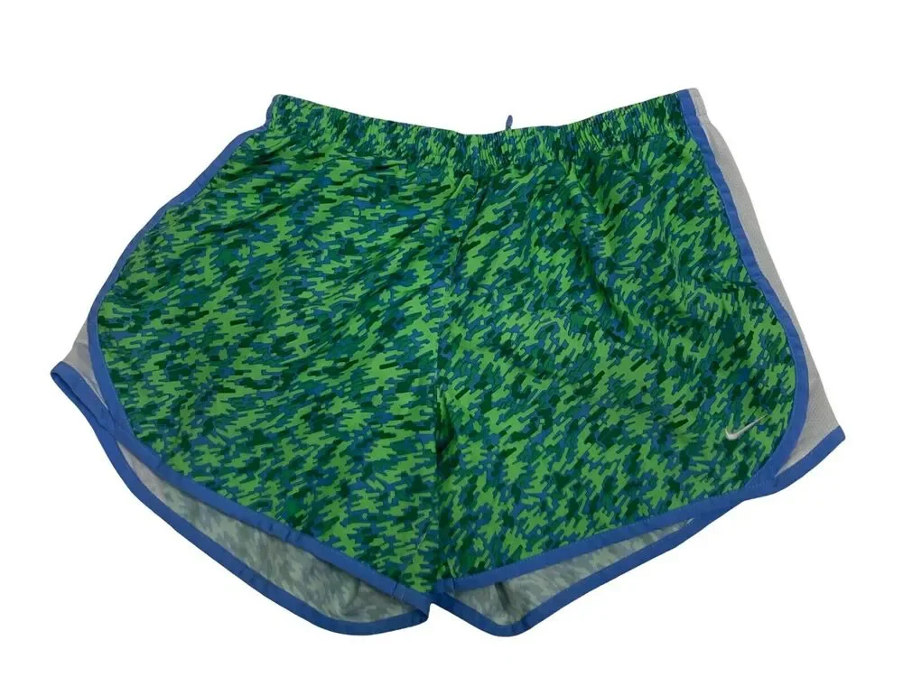 Nike Girls Dri Fit Tempo Running Shorts Size XL Green Blue